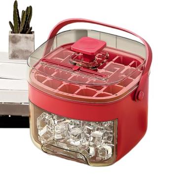 Imagem de Bandeja de gelo com tampa | Moldes de gelo para uísque com caixa e alça | Moldes reutilizáveis de liberação fácil para acampamento ao ar livre, bar, geladeira, trailer, viagem, geladeira, cozinha