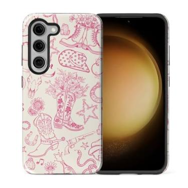 Imagem de Flivro Capa para Samsung Galaxy S23, 2 em 1 PC capa rígida e amortecedor interno de silicone, antiarranhões, à prova de choque, design fino, bonito, rosa, cowgirl