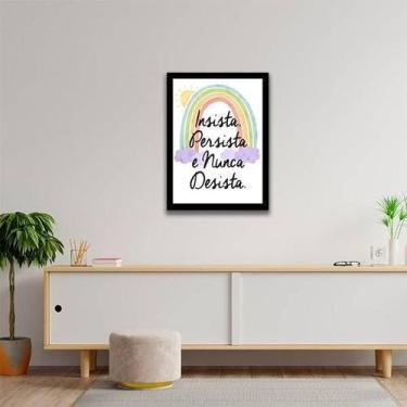 Imagem de Quadro Insista, Persista E Nunca Desista 24X18 Vidro Preta - Quadros O