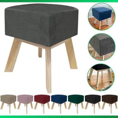 Imagem de Puff Banqueta Decorativo Para Sala Quadrado Multiuso Pés De Madeira - 