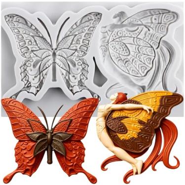 Imagem de MYPRACS Molde de silicone para fondant de fada borboleta para decoração de bolo de açúcar, topo de cupcake, pasta de goma de chocolate, argila de polímero
