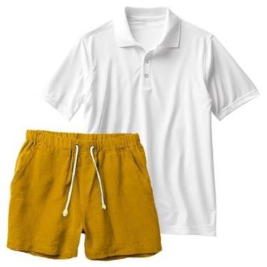 Imagem de Conjunto Masculino Camiseta Polo e Short Linho Moda Praia Luxo Premium-Unissex