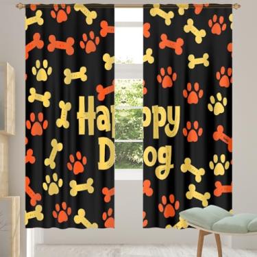 Imagem de 2 conjuntos de painéis cortinas transparentes com ossos animal pata feliz cortinas transparentes arejadas com filtro leve painéis de cortina de porta janela para sala de estar, quarto, jantar, 192 cm