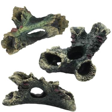 Imagem de DoubleWood 3 peças de tronco em decomposição aquário betta ornamento de peixe de resina de madeira flutuante ornamento para decoração de aquário madeira de aquário com furos e cavernas de aquário