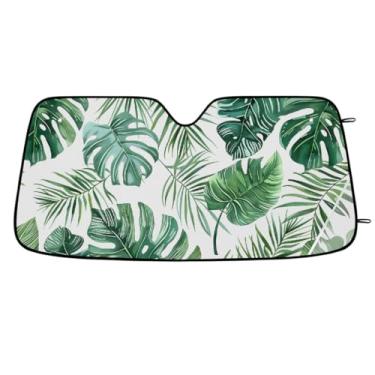 Imagem de Para-brisa dianteiro do carro, pára-sol, planta, folhas tropicais, dobrável, leve, para-sol para janela, pára-brisa, bloqueia, verão, raios UV, sol, mantém o carro fresco viseira de para-brisa para a