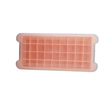 Imagem de Formas de Gelo Silicone Com Tampa Rígida Flexível Fundo Retangular 36 Cubos Multiuso Lavável(Goiaba,3)