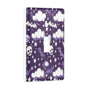 Imagem de Blueangle Capa para placa de parede com interruptor de luz de interruptor de luz de caveira de desenho animado decorativa para tomada de parede, tamanho 1 gangue 4,53 x 2,76 polegadas (415)