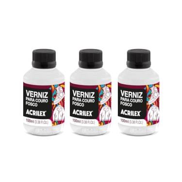 Imagem de Kit com 3 Verniz Para Tinta Couro Fosco Acrilex 100ml – Acabamento Profissional, Base Água, Proteção Duradoura para Couro Natural e Sintético