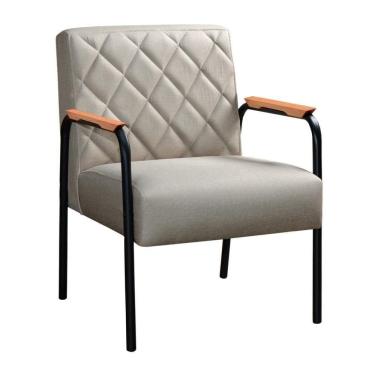 Imagem de Poltrona Ludmilla Cadeira Decorativa Sala Recepção Escritório - Linho Bege 140