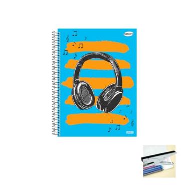 Imagem de Kit Caderno Masculino Capa Dura 200 Folhas + Caneta Esferográfica 0.7mm + Grampeador Alicate