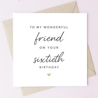 Imagem de TEEMI Cartão de aniversário de 40º 50º 60º aniversário - To My Wonderful Friend Cartão de felicitações com envelope, cartolina premium de 300 g/m², em branco dentro para mensagem pessoal, design