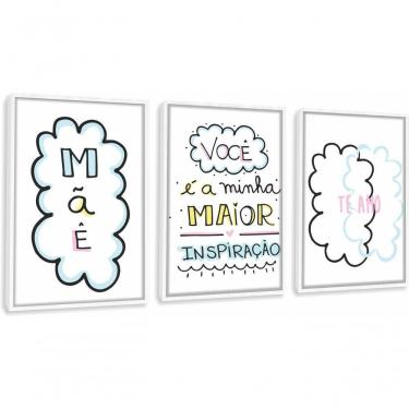 Imagem de Quadro Decorativo Mãe Te Amo Com Moldura Branco
