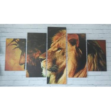 Imagem de quadro decorativo 5 peças modelo  leao de jesus - autopc