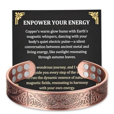 Imagem de Fashtour Cobre para homens, 99,99% cobre puro, 18 vezes maior força magnética com ímãs de neodímio (árvore da vida)