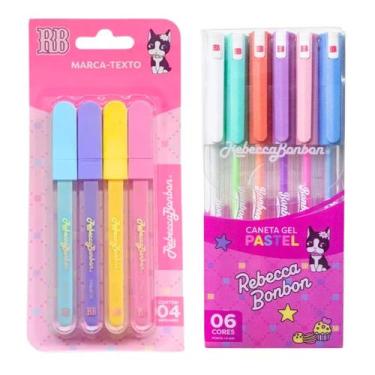 Imagem de Kit Da Rebecca Bonbon Grifa - texto + Caneta em Gel Cores Pastéis - Sk