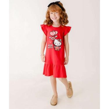 Imagem de Vestido Infantil Hello Kitty Sanrio Tam 4 a 10-74166, Vermelho, 8