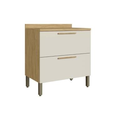 Imagem de Balcão De Cozinha Riesling C- 1 Porta E 1 Gaveta C- Tampo 80cm Amendoa-off White - Ronipa