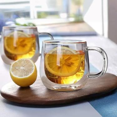 Imagem de Caneca de café de parede dupla de 241 g - vidro transparente, lavável na lava-louças com alça para café, chá e bebidas frias