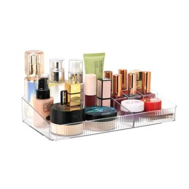 Imagem de ZHIAI Gavetas de armazenamento empilháveis, rack de armazenamento de acrílico, organizador de cosméticos e produtos de beleza, adequado para sala de maquiagem, banheiro, despensa, armazenamento de