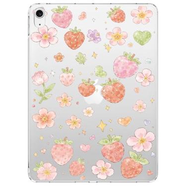 Imagem de VibrantFruitique Capa para iPad de 10,2 polegadas 2019/2020/2021, linda Kawaii, morango, transparente, fina, leve, antiarranhões, capa traseira de acrílico rígido para iPad 7ª/8ª/9ª geração, para