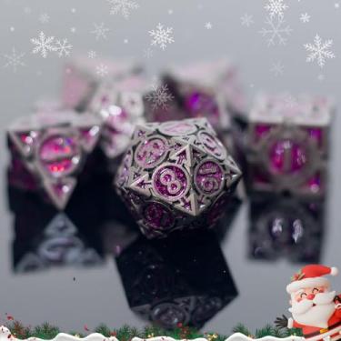 Imagem de Premium Heavy Metal DND Dice Set (Warlock) with A Metal Box, Black Nickel Finish, Sharp Edge Resin Coated Zinc Alloy D&D Accessories, D4-D20, for Dungeons & Dragons Master, RPG Player, Starter Gift