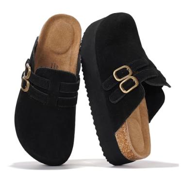 Imagem de Project Cloud Tamancos femininos 100% de couro genuíno - Sandália plataforma feminina com palmilha de espuma viscoelástica - Mules de salto para mulheres 2025 (Stephi), Preto, 4.5 UK