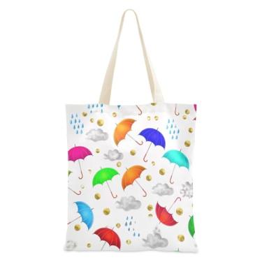 Imagem de Burbuja Sacola de lona para guarda-chuvas, sacola reutilizável com alças para compras casuais, presente de casamento, lavável, 38 x 42 cm