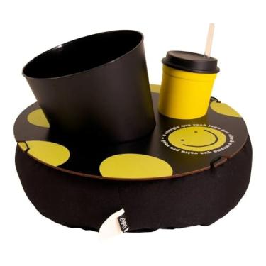 Imagem de Almofada Porta Pipoca Individual Redonda Smile – Com Balde 3L + Copo com Tampa e Canudo