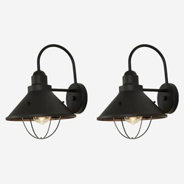 Imagem de Luminária de parede LED, arandela para iluminação externa, estilo celeiro preto, ideal para varanda, pátio ou jardim.