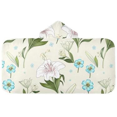 Imagem de Burbuja Toalha de banho com capuz de laço rosa para crianças, toalha de praia de pelúcia macia absorvente para chá de meninas e meninos 3-10 anos, 61 x 127 cm