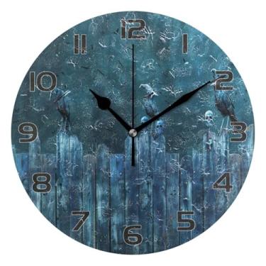 Imagem de YETTASBIN Relógio de parede Happy Halloween, silencioso, sem tique-taque, operado por bateria, relógio redondo decorativo criativo para cozinha, sala de estar, banheiro, decoração de escritório em