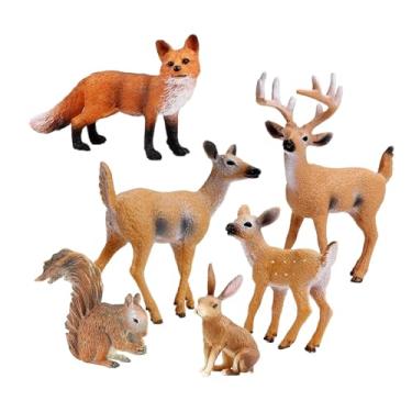 Imagem de Dynwave Conjunto de 6 figuras de animais selvagens, miniaturas realistas de criaturas da floresta, perfeitas para decorar e mesas.