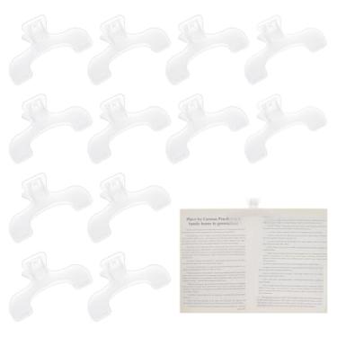 Imagem de FINGERINSPIRE 12 peças de clipe de plástico para livros, 12 x 7 cm, durável, clipe translúcido, abridor de livros para música, livros, escritório, documentos, leitura, clipe com pacote a granel