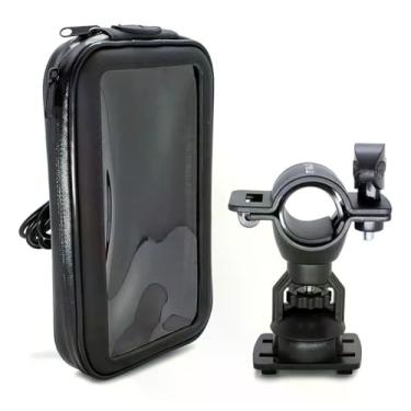 Imagem de Suporte Celular para Moto e Bike com Capa Impermeável, Universal, 3.3 a 6.6 Polegadas, Rotação 360°, Touchscreen Sensível, Preto