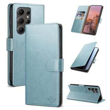 Imagem de SUANDUCK Capa carteira para Samsung Galaxy S24 Ultra Magnetic Flip Leather Folio Cover com suporte para cartão de crédito com bloqueio RFID, capa protetora para celular feminina e masculina compatível