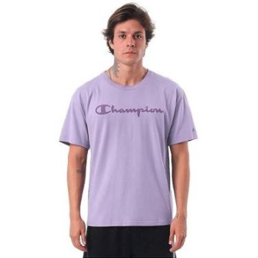 Imagem de Camiseta Manga Curta Champion Malhão Script Azul Claro-Masculino