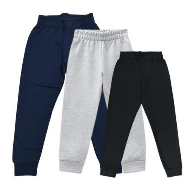 Imagem de Kit 3 Calca Moletom Infantil Kyly Flanelada Com Punho, 8