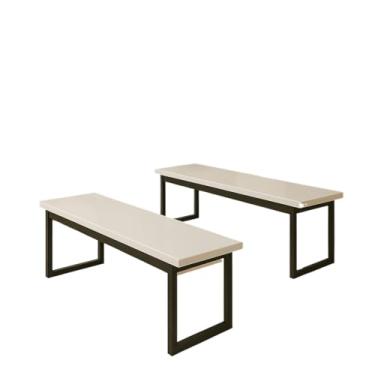 Imagem de Conjunto 2 Bancos Estilo Industrial MDF e Metalon(Off White/Preto)