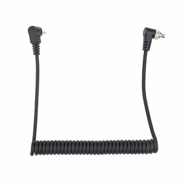 Imagem de Cabo de sincronização de PC flash macho de 2,5 mm, cabo de sincronização espiral profissional com trava de parafuso fio enrolado estendido para conexão de disparo do flash da câmera