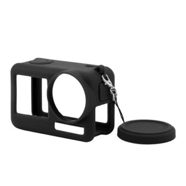 Imagem de aqxreight Capa de Silicone para Action 4 3 Action Camera Capa de Silicone Protetora Macia Com Alça de Pescoço Cordão Azul para Corpo da Câmera Pr de para Câmera de AçãoCapa de para 4 (Preto)