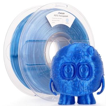 Imagem de AMOLEN Filamento de impressora 3D transparente Rapid PETG 1,75 mm +/-0,02 mm, petg translúcido 500 mm/s alta velocidade forte dureza azul celeste 1 kg / 2,2 lb