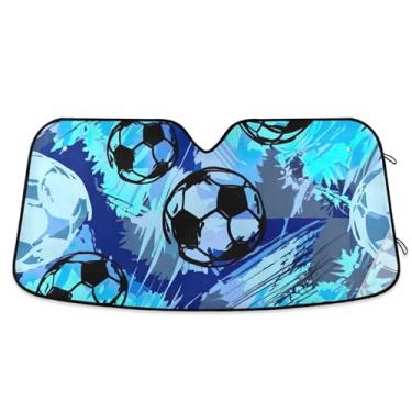 Imagem de Bolas de futebol abstratas personalizadas para-sol para carro para-brisa engraçado universal dobrável caminhão carro janela persianas para-brisa frontal L, 144,8 cm x 80 cm