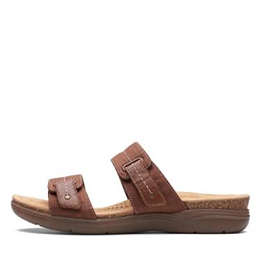 Imagem de Clarks Sandália feminina April Dusk Slide, Interesse marrom escuro, 11 Wide
