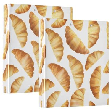 Imagem de Pastas personalizadas Croissants de 3,8 cm, 3 argolas, 200 folhas, 3 pastas de anel, encadernação planejadora, 31,5 x 27 x 6 cm, 1 pacote