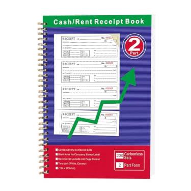 Imagem de Livro De Recibos De Dinheiro Aluguel - Duplicado Portátil Sem Carbono | Livro de Recibos de Pagamento 2 Vias Sem Carbono - Para Empresas Escritorio Senhorio Fatura Deposito Vendas