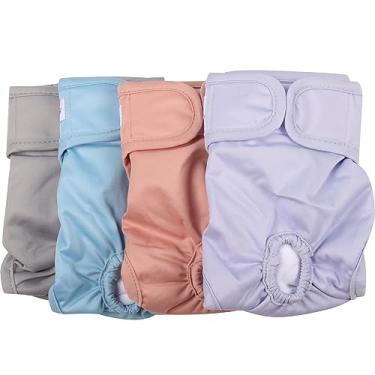 Imagem de vecomfy Fraldas Reutilizáveis Vecomfy Para Cães Fêmeas De Médio Porte (Pacote Com 4), Fraldas Absorventes Fáceis Para Cães De Médio Porte Para Fazer Xixi, No Cio, Calcinhas Menstruais Para Cães, M