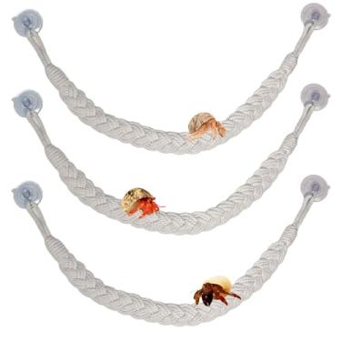 Imagem de kathson 3 peças de brinquedos de escalada de caranguejo eremita, escada de corda de escalada de caranguejo eremita com 10 ganchos de ventosa, acessórios de terrário para lagartos cobras lagartixas