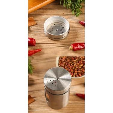 Imagem de Porta Condimentos Saleiro Inox E Vidro Com Visor Médio