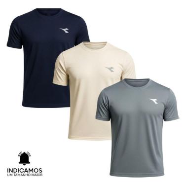 Imagem de Kit 3 Camisetas Diadora Small Logo Masculina - Off White e Grafite P-Masculino