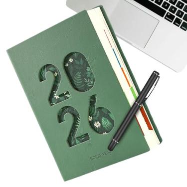 Imagem de Planner Diario 2026 - Em Formato A5 Com Capa De Couro PU, E Separadores | Livro De Planejamento Mensal 2026,Para Planeamento Académico, Compromissos, Casa, Escritório, Escola E Viagens